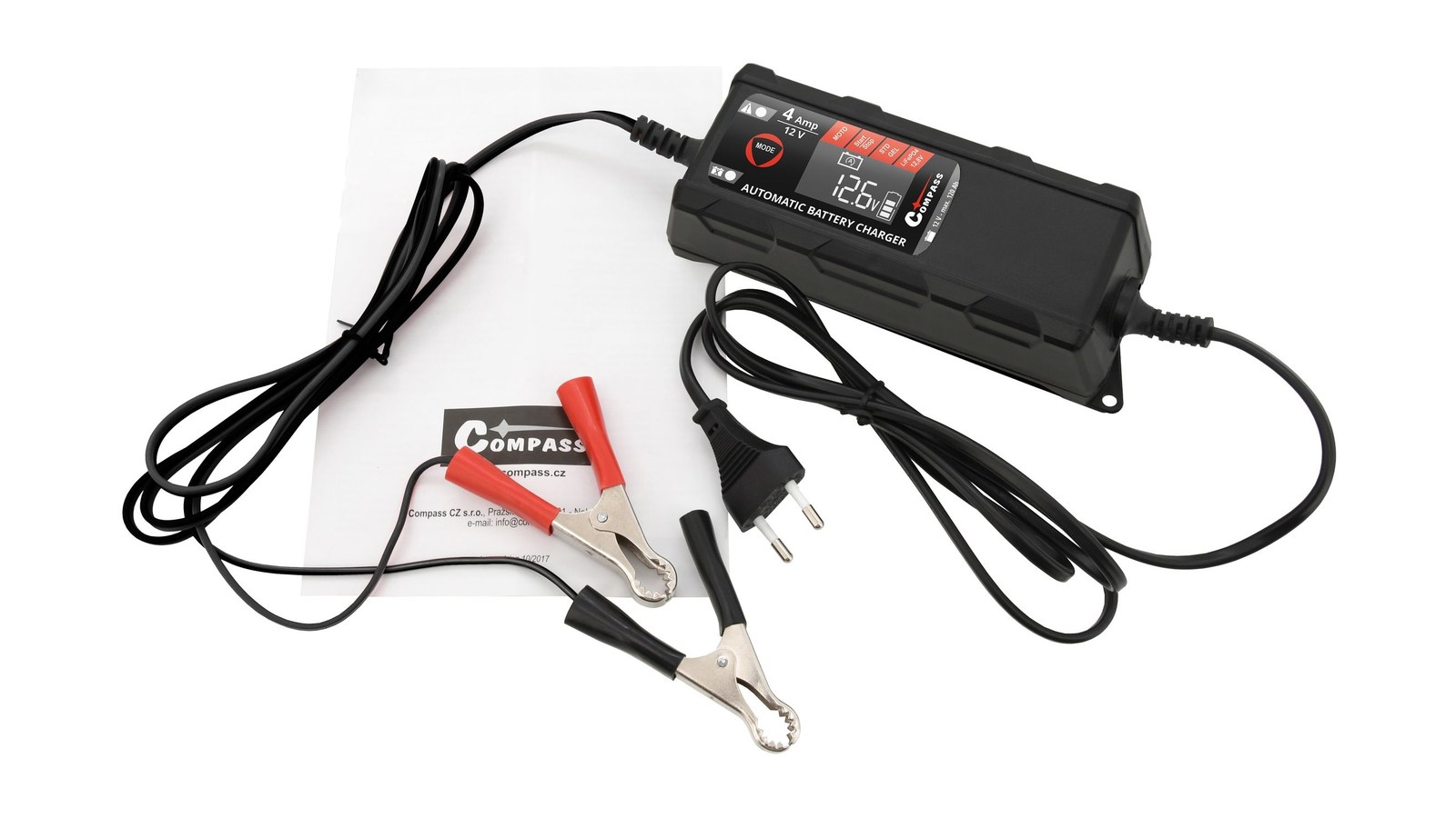 COMPASS Nabíječka mikroprocesor 4Amp 12V PB/GEL/AGM/LiFePO4 LCD display