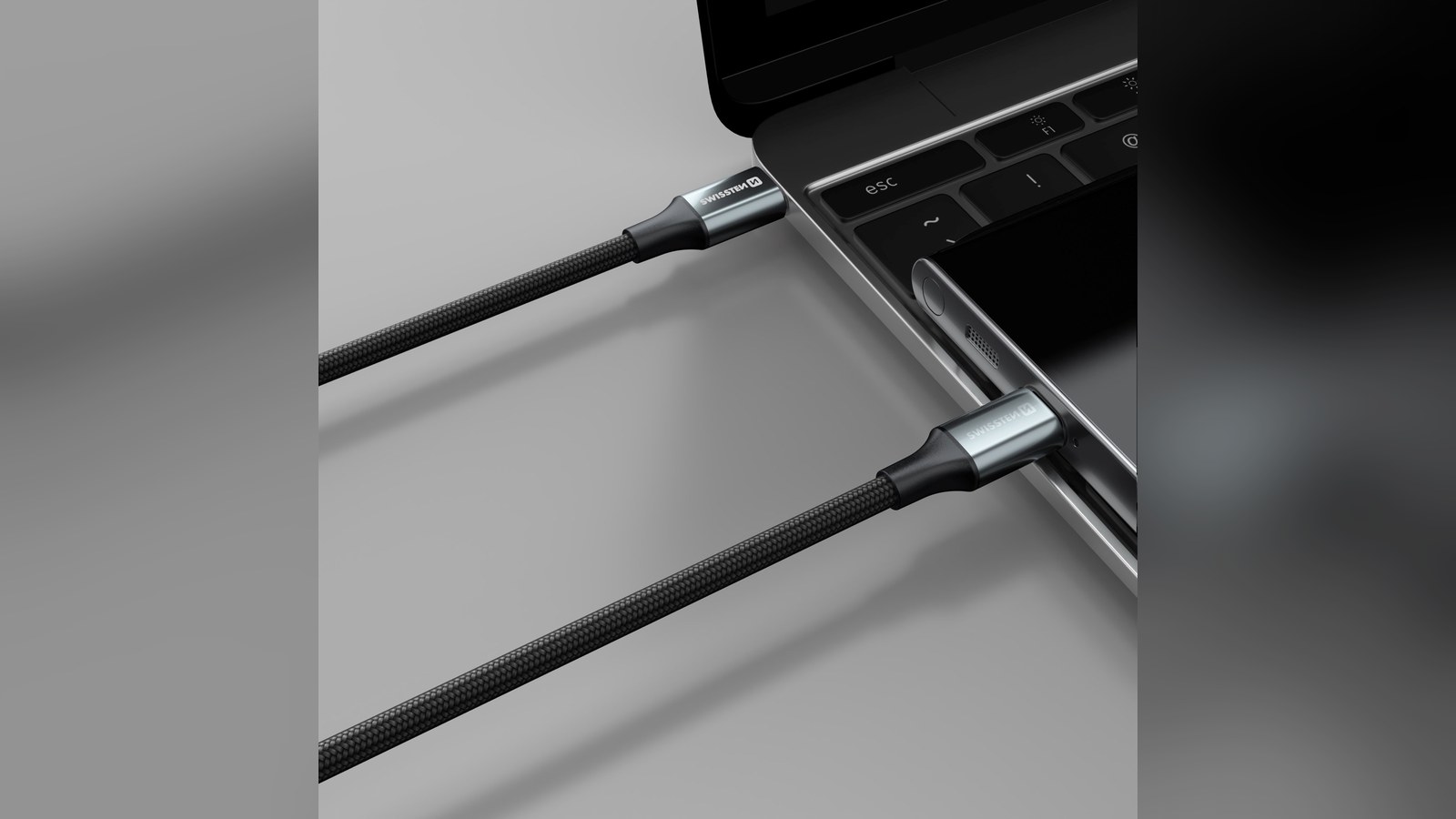 Swissten datový kabel Textile II USB-C / USB-C 1,5 m černý