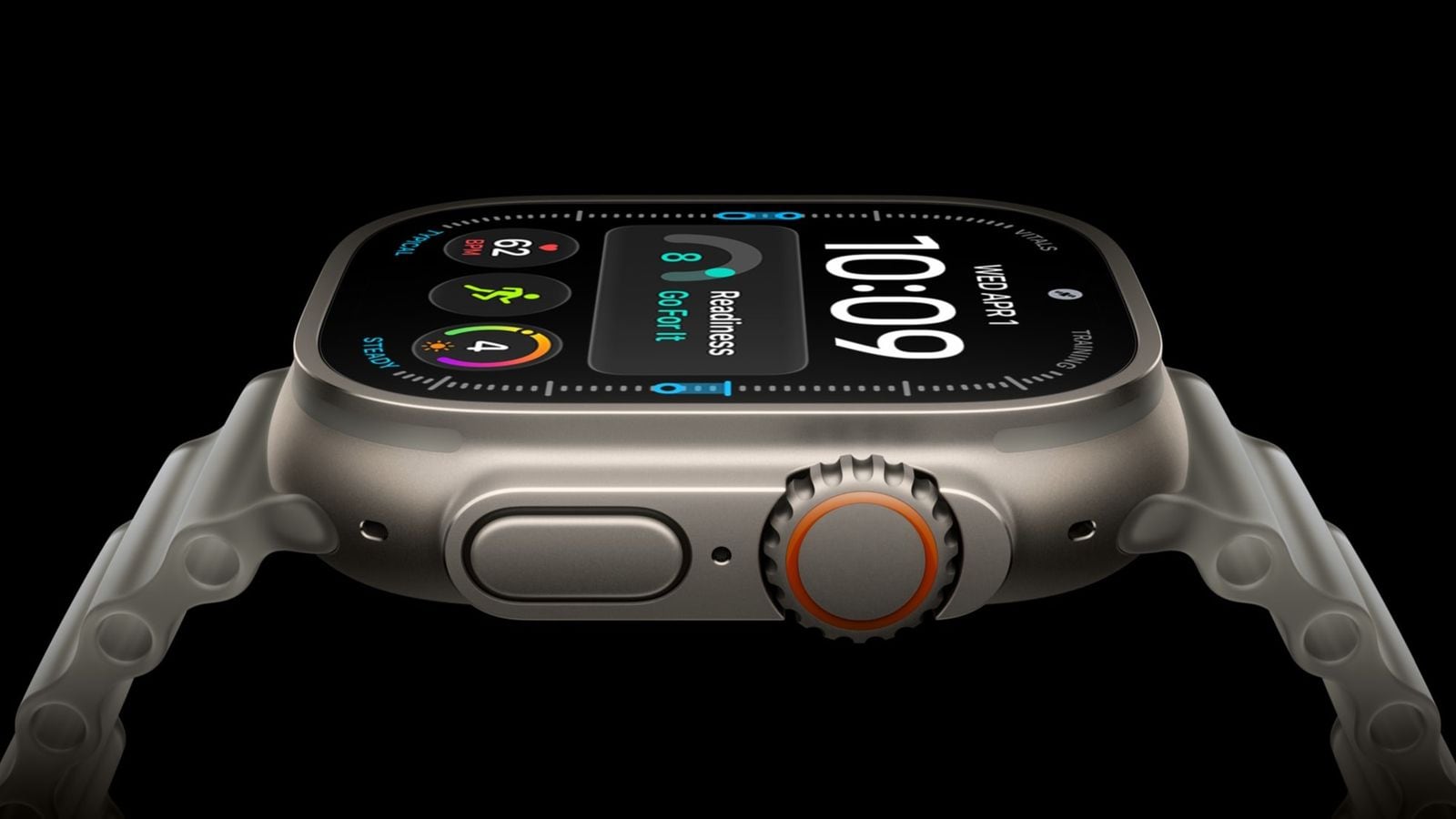 Detailní boční pohled na Apple Watch Ultra 4