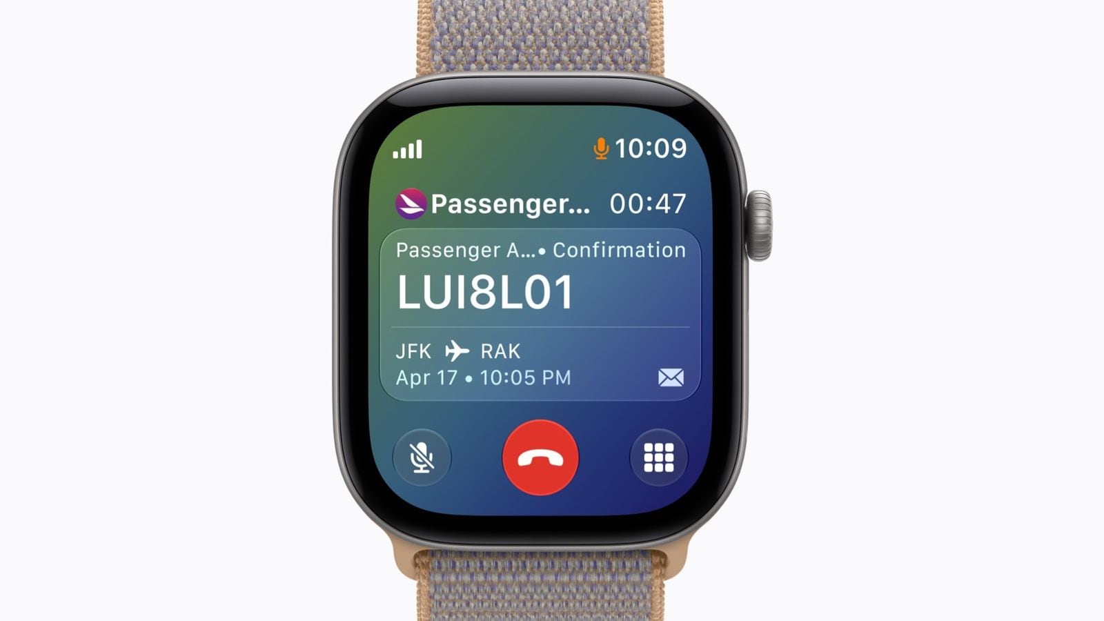 Funkce Call Context zobrazuje informace o letu uživatele na Apple Watch Series 12