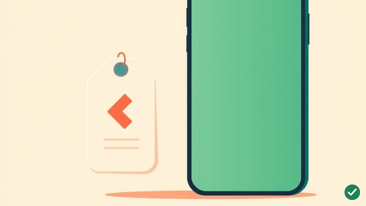 Ilustrace smartphonu vedle cenovky s malou šipkou směřující nahoru