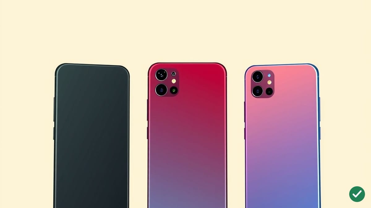 Tři smartphony v černé, tmavě červené a světle modré barvě