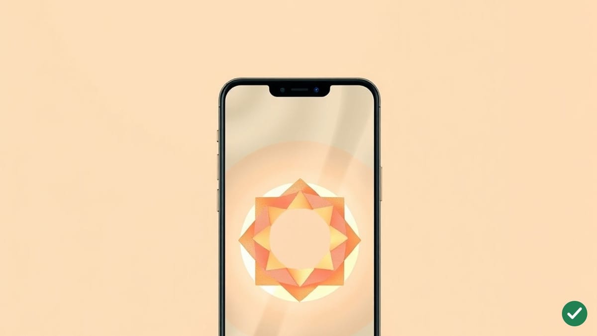 Ilustrace smartphonu se svítícím kruhovým motivem clony fotoaparátu na zadní straně
