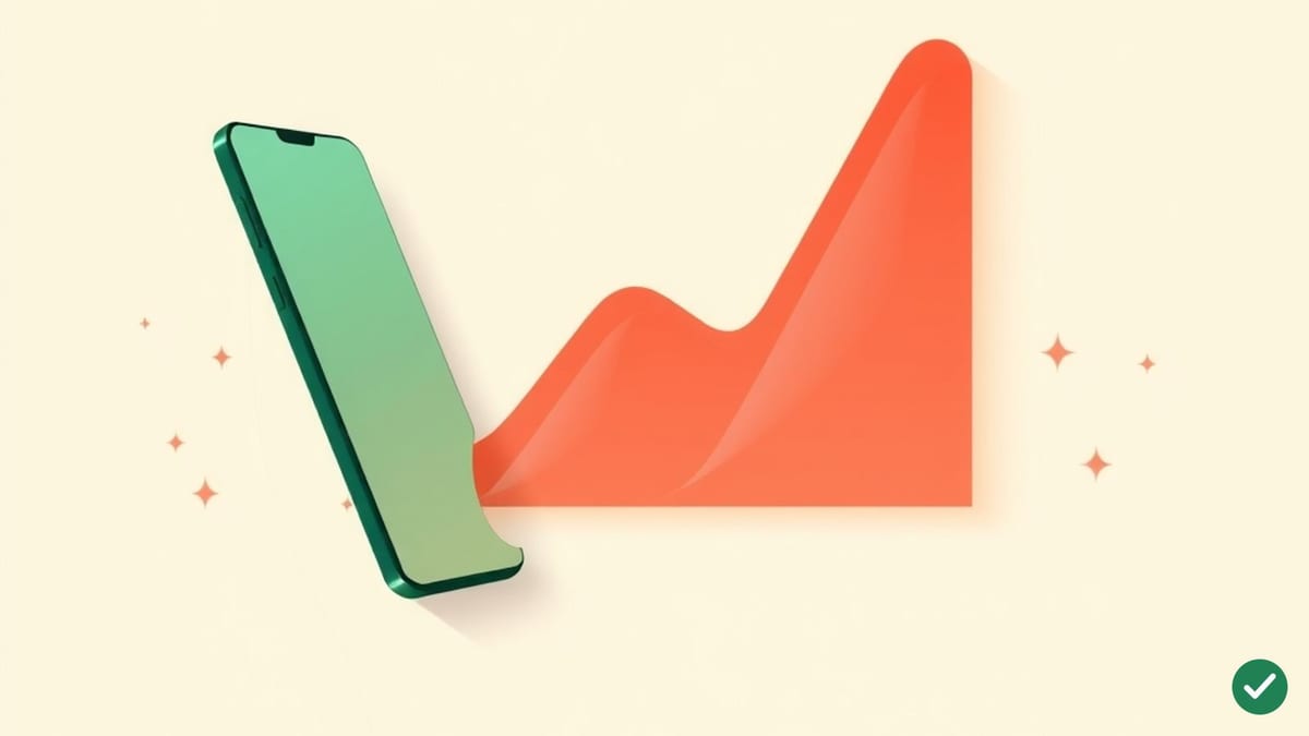 Ilustrace skládacího telefonu vedle rostoucího grafu ceny