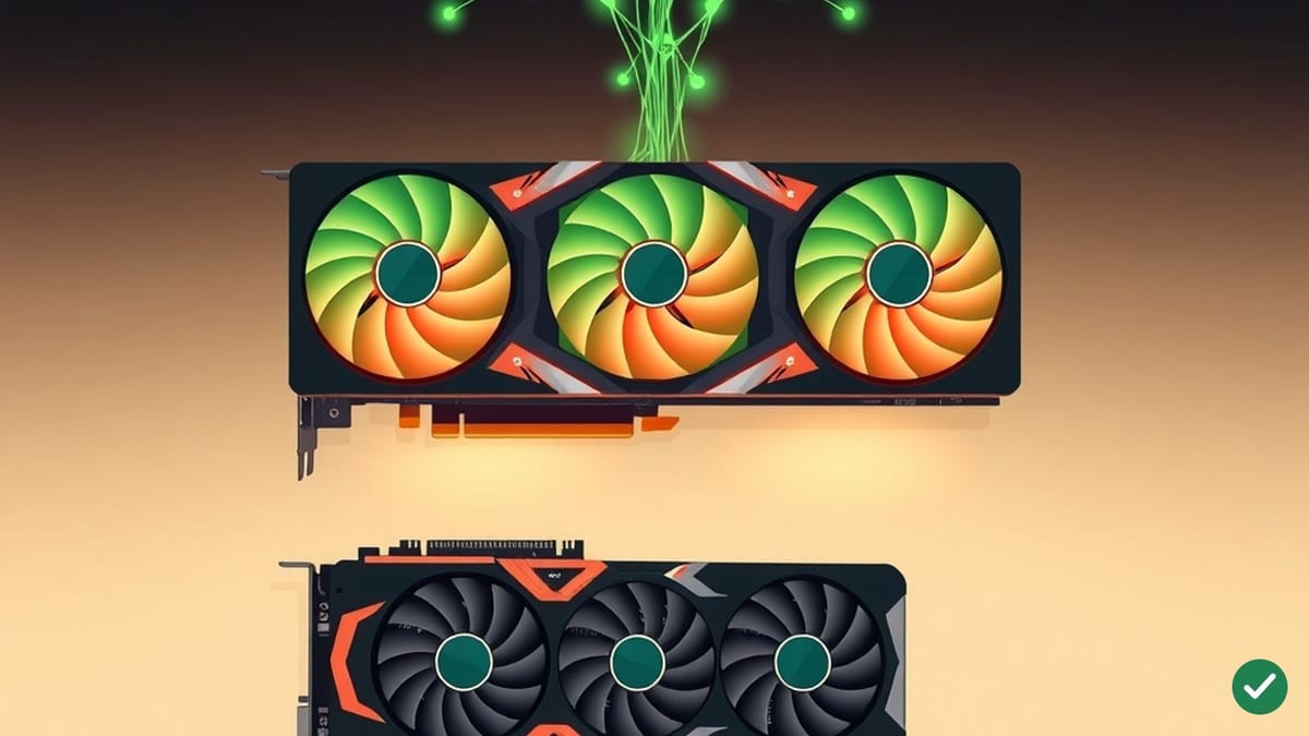Grafická karta se svítícími ventilátory a sítí neuronů