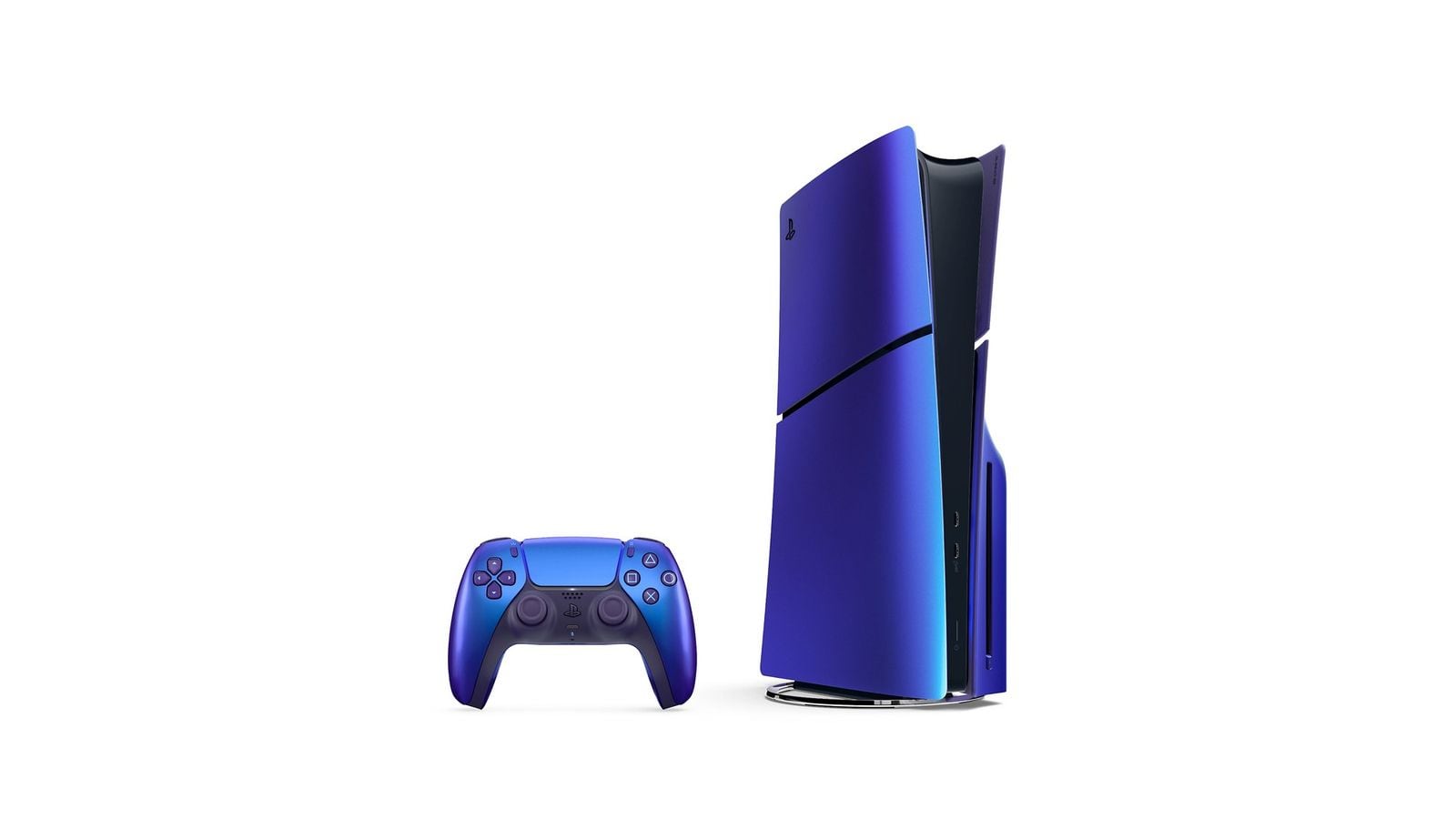 Modrá PS5 Slim konzole (Cobalt Blue) s ovladačem DualSense stejné barvy