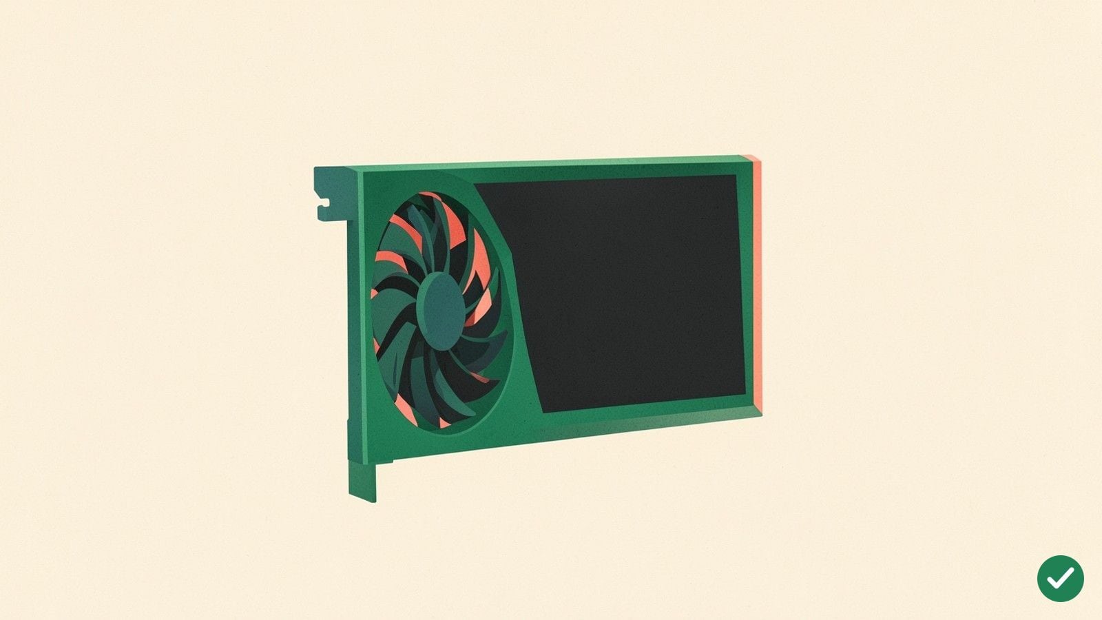 Ilustrace počítačové grafické karty se dvěma ventilátory